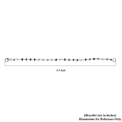 Multi Sapphire Beaded Bracelet in Sterling Silver (7.25 In) 6.00 ctw