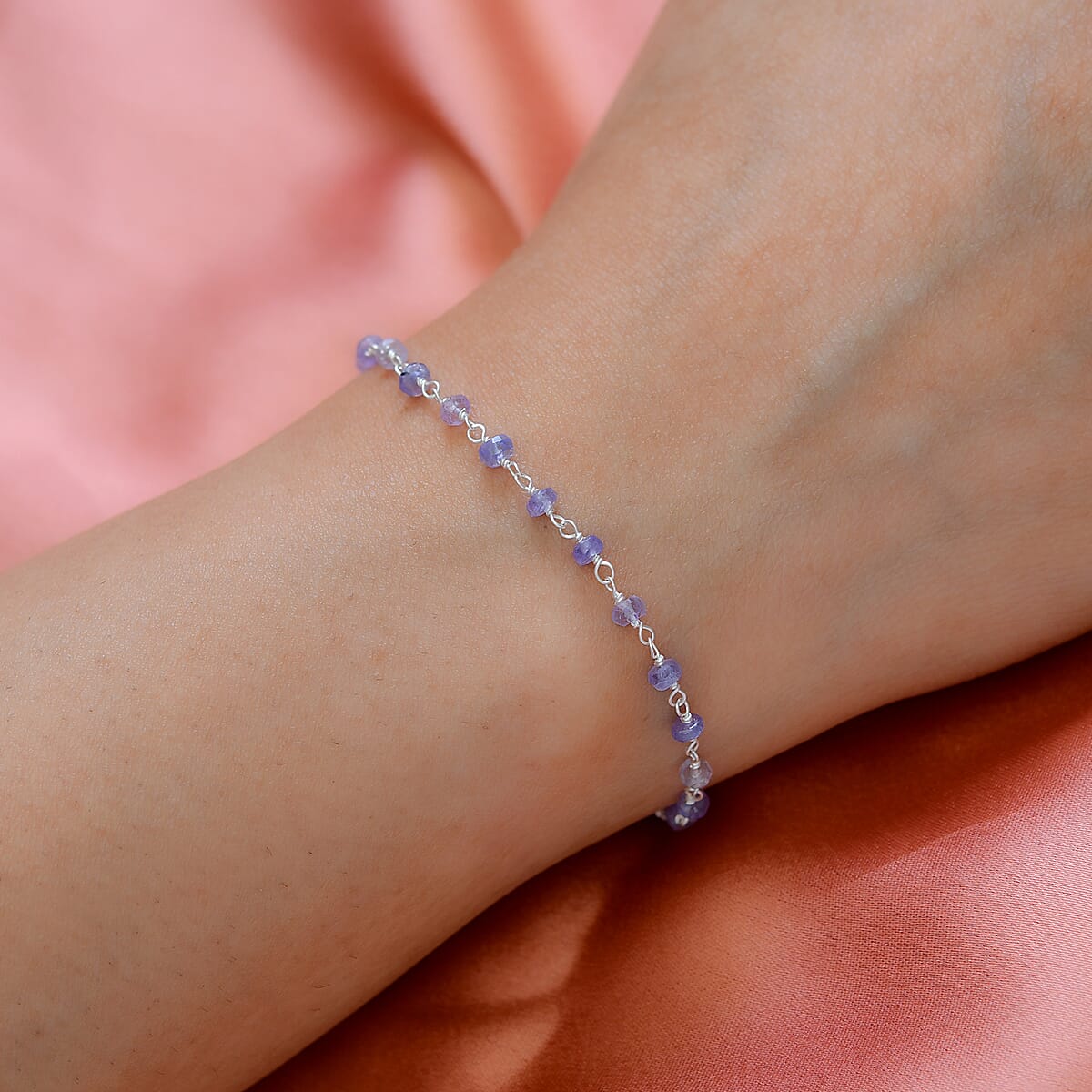 Tanzanite Beaded Bracelet in Sterling Silver (7.25 In) 6.00 ctw image number 2