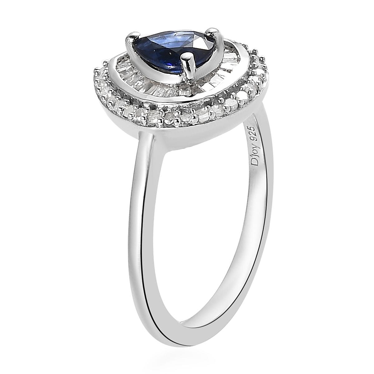 Premium Ceylon Blue Sapphire and Diamond Double Halo Ring in Platinum Over Sterling Silver (Size 9.0) 1.00 ctw image number 3