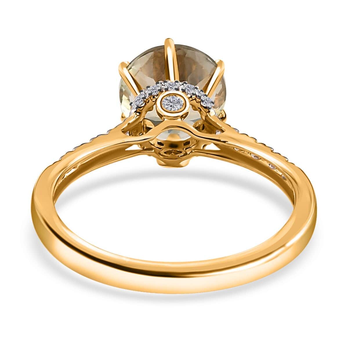 Iliana 18K Yellow Gold 120 Facet Turkizite and G-H SI Diamond Ring (Size 7.0) 2.35 ctw image number 4