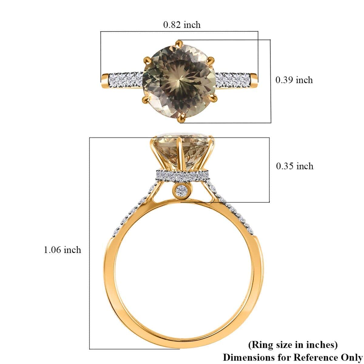 Iliana 18K Yellow Gold 120 Facet AAA Turkizite and G-H SI Diamond Ring (Size 7.0) 2.65 ctw image number 5