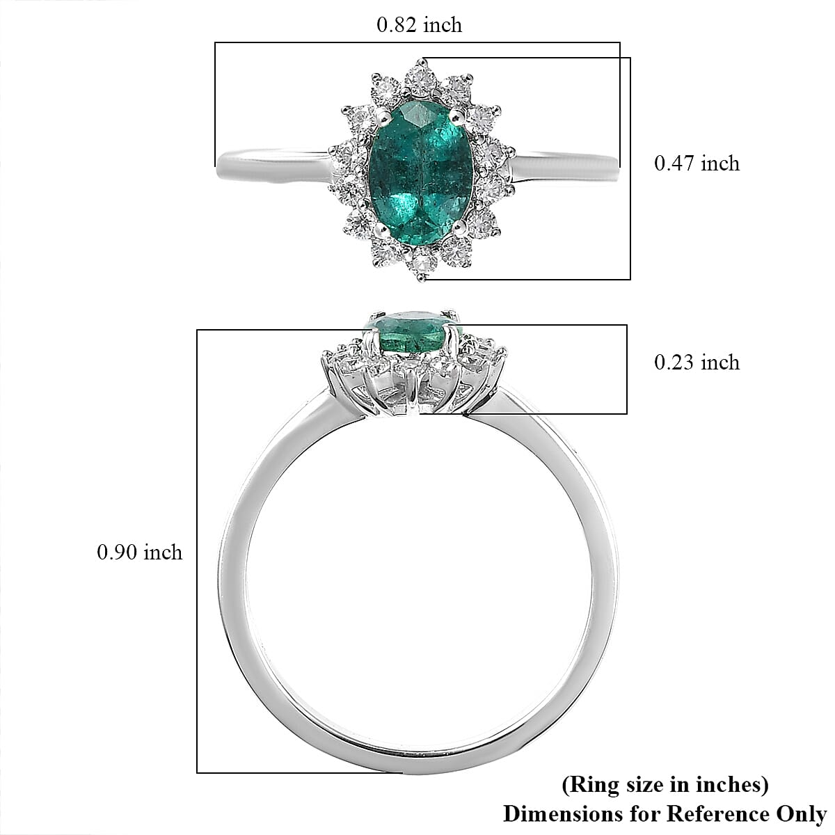 AAA Kagem Zambian Emerald and Moissanite Sunburst Ring in Platinum Over Sterling Silver (Size 10.0) 1.00 ctw image number 5