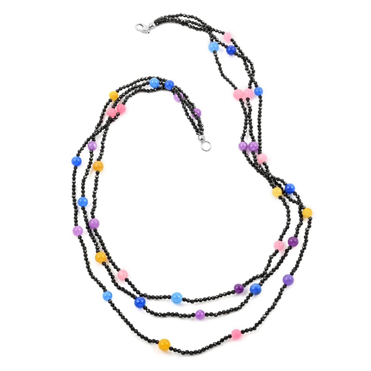 Multi Gemstone Beaded Necklace 20 Inches in Sterling Silver 121.50 ctw image number 0