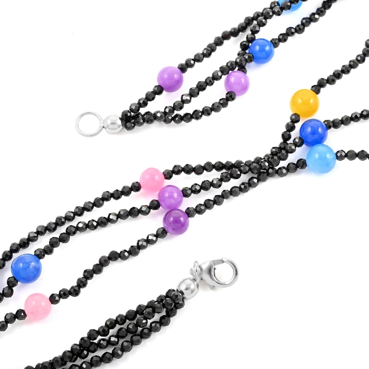 Multi Gemstone Beaded Necklace 20 Inches in Sterling Silver 121.50 ctw image number 2