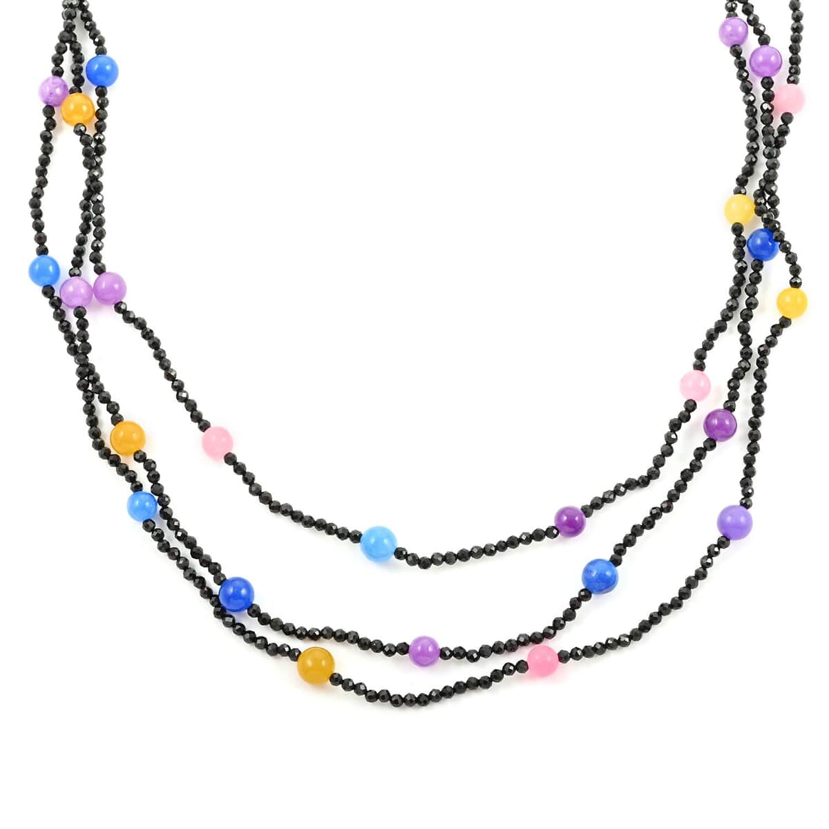 Multi Gemstone Beaded Necklace 20 Inches in Sterling Silver 121.50 ctw image number 3