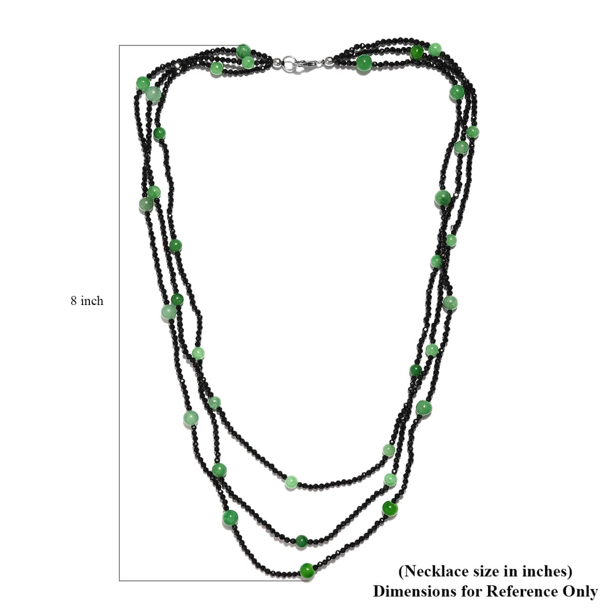 Thai Black Spinel, Green Jade Beaded Necklace 20 Inches in Sterling Silver 118.80 ctw image number 5