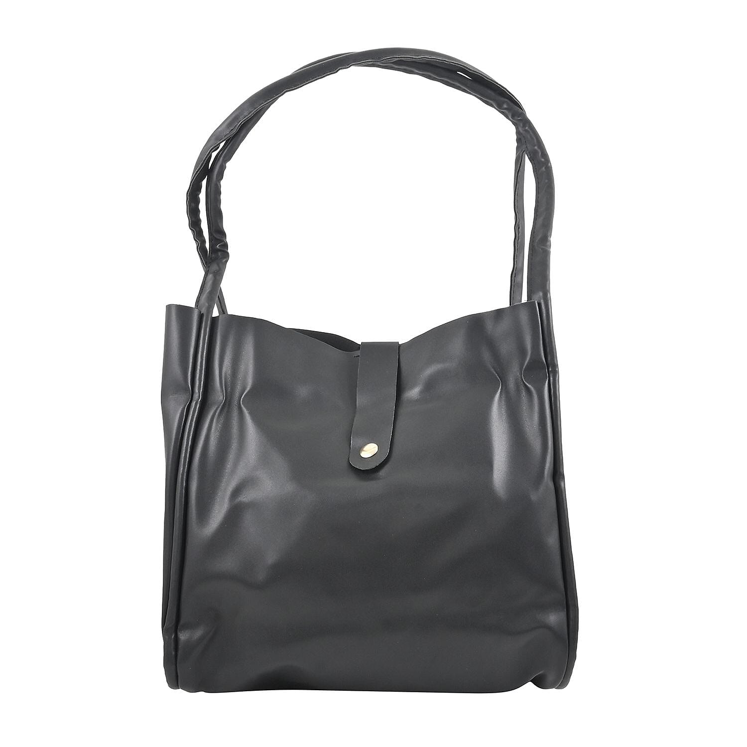Black Faux Leather Tote Bag and Purse
