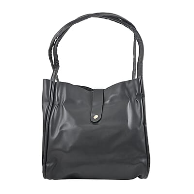 Black Faux Leather Tote Bag and Purse