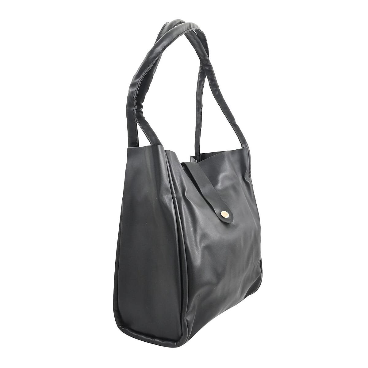 Black Faux Leather Tote Bag (15.35"x10.24"x3.94") and Purse (7.09"x5.12"x 1.97") image number 2