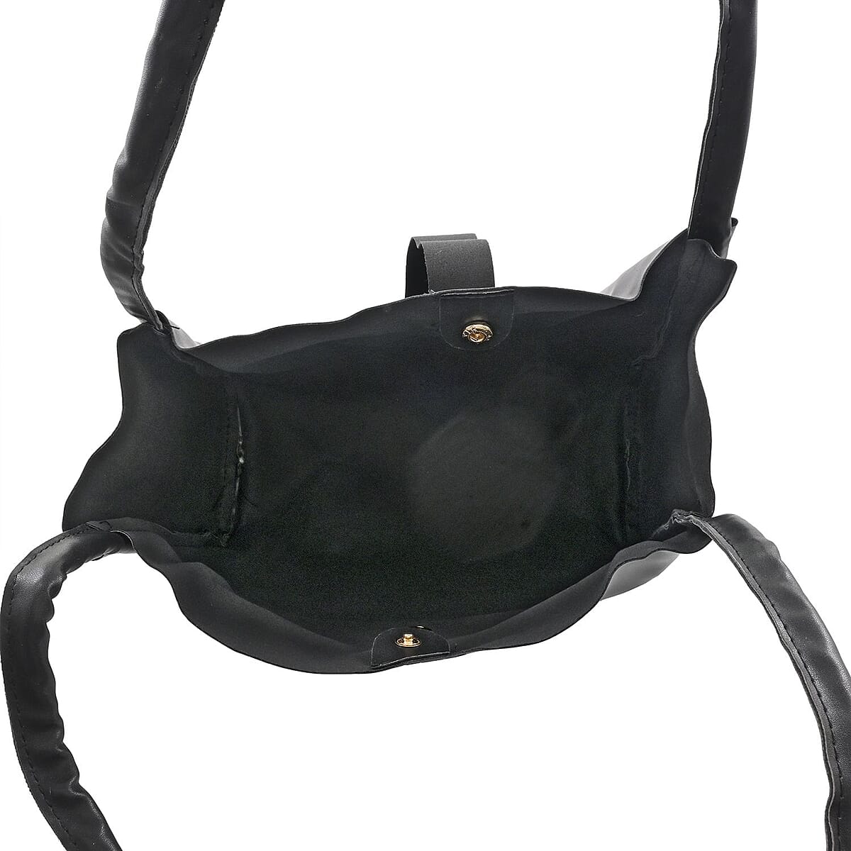 Black Faux Leather Tote Bag (15.35"x10.24"x3.94") and Purse (7.09"x5.12"x 1.97") image number 5