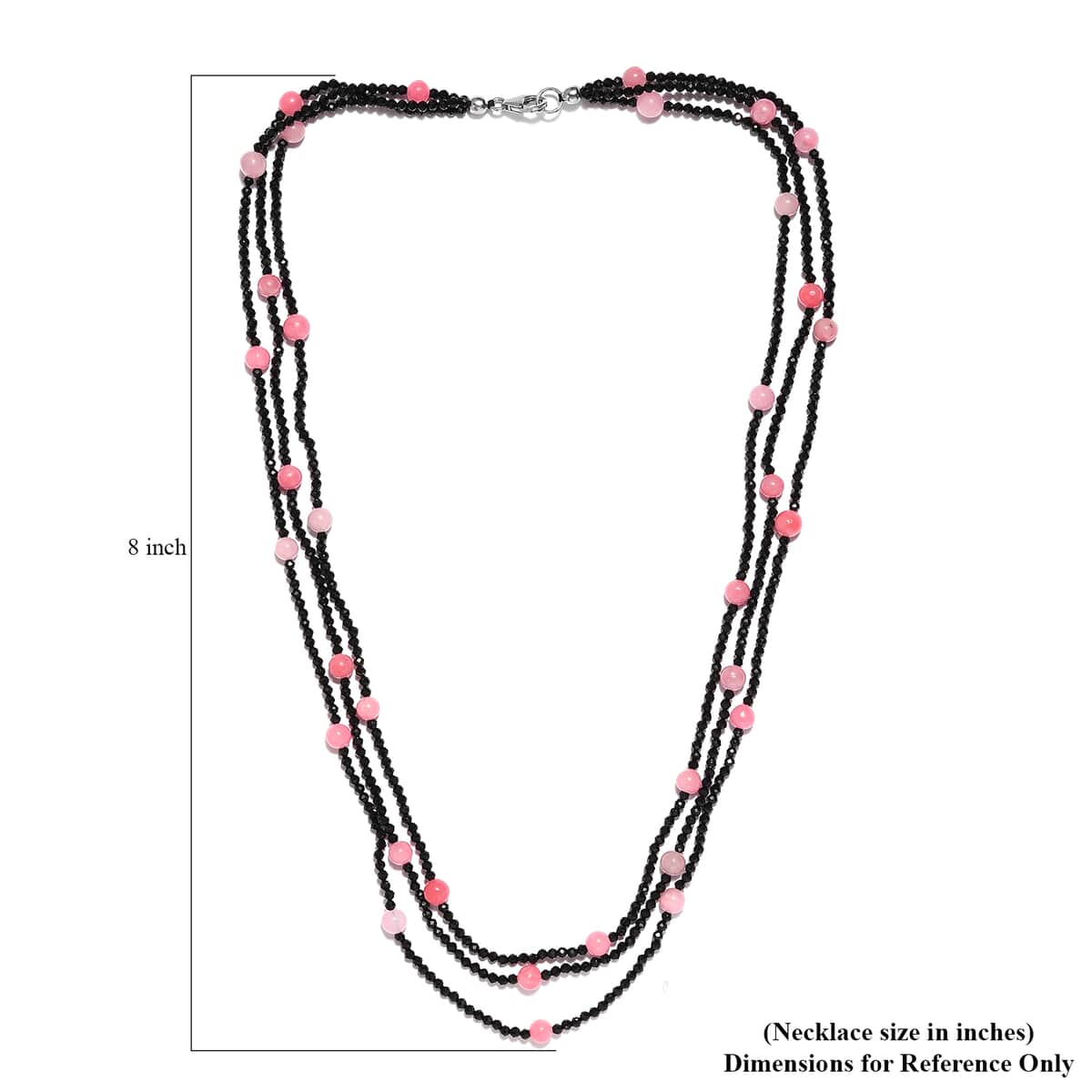 Thai Black Spinel and Pink Jade (D) Beaded Necklace 20 Inches in Sterling Silver 124.30 ctw image number 5