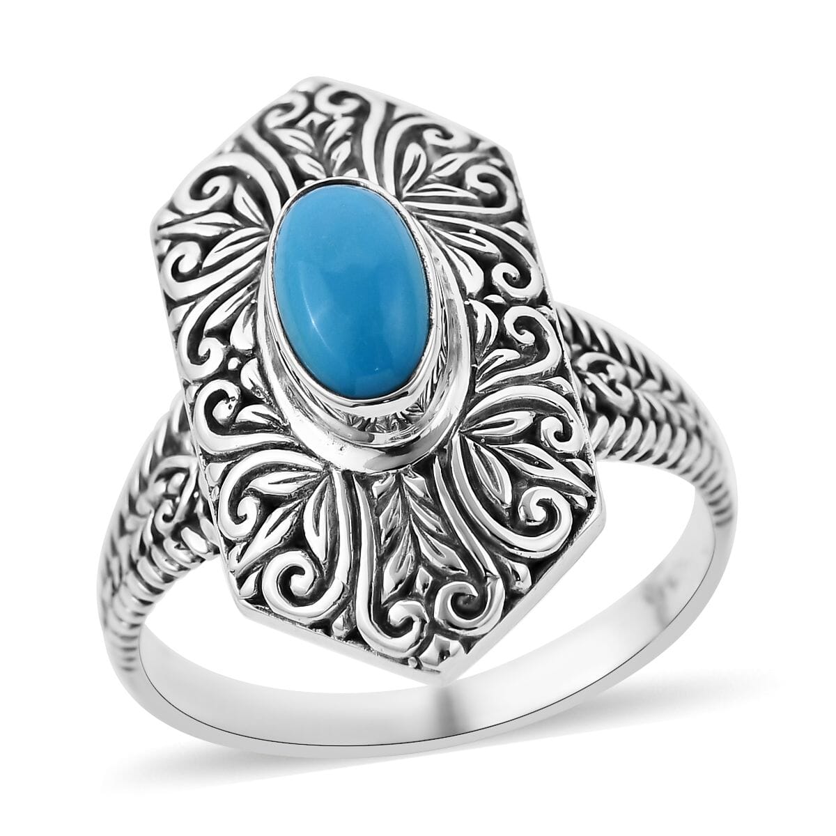 Bali Legacy Sleeping Beauty Turquoise Ring in Sterling Silver 1.10 ctw image number 0