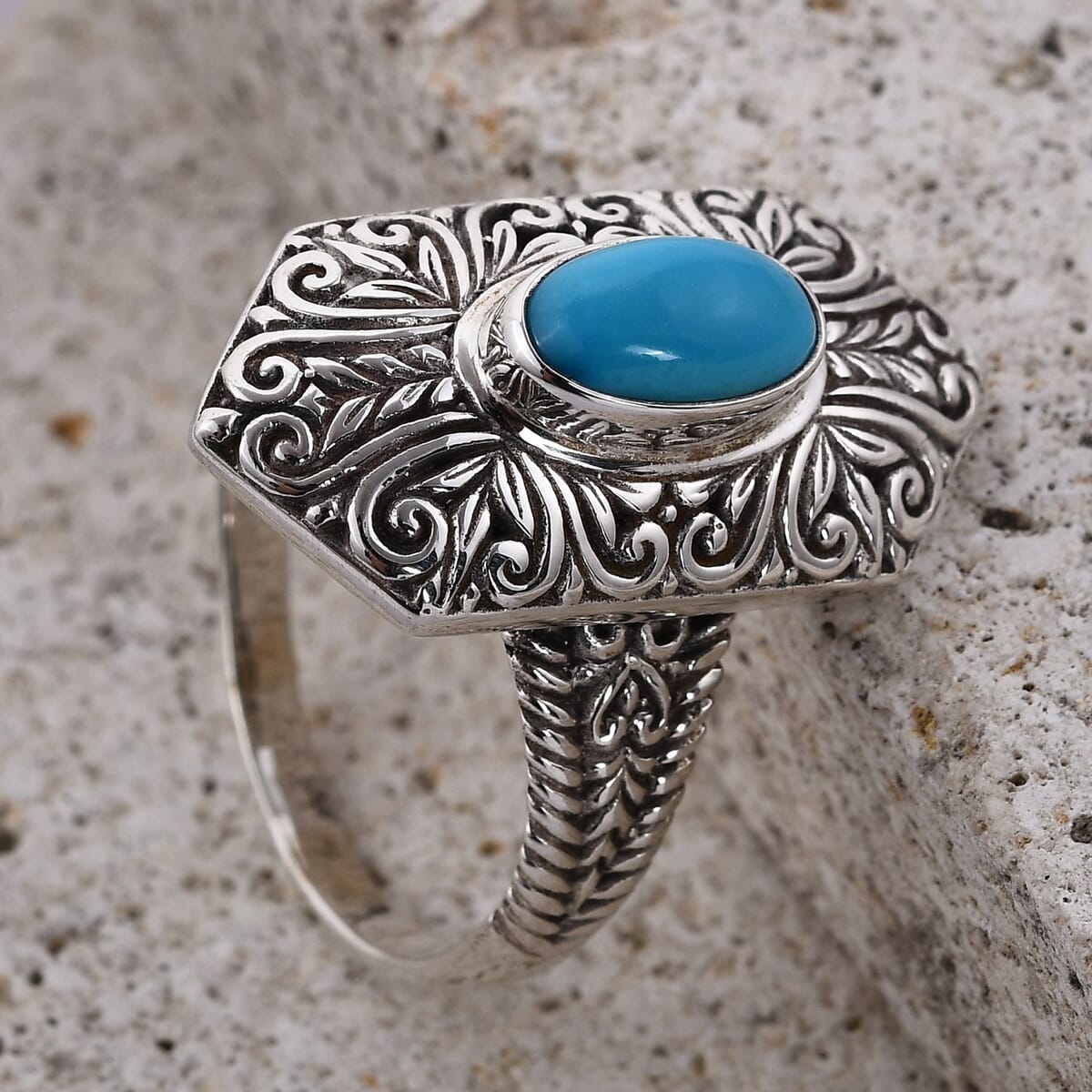 Bali Legacy Sleeping Beauty Turquoise Ring in Sterling Silver 1.10 ctw image number 1