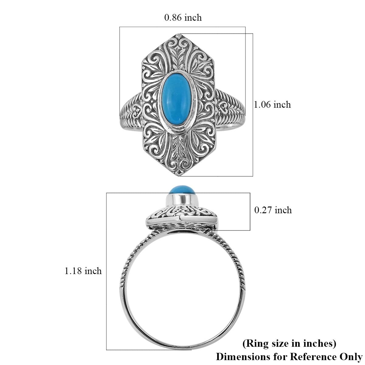 Bali Legacy Sleeping Beauty Turquoise Ring in Sterling Silver 1.10 ctw image number 5