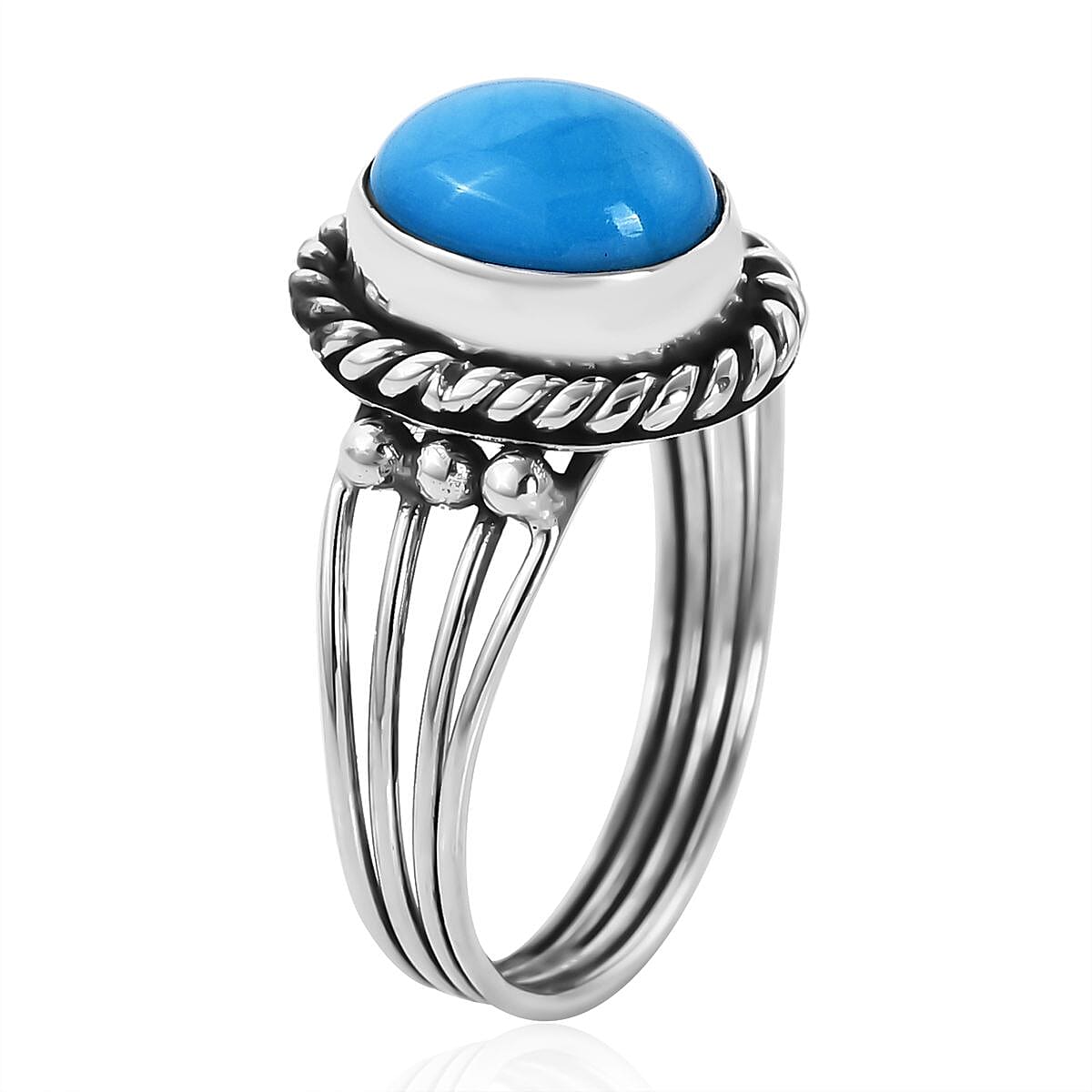 Bali Legacy Sleeping Beauty Turquoise Ring in Sterling Silver 1.75 ctw image number 3