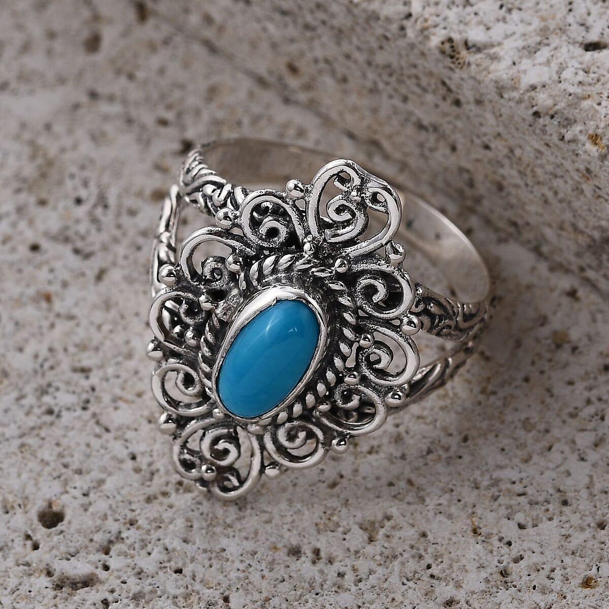 Bali Legacy Sleeping Beauty Turquoise Ring in Sterling Silver 1.00 ctw image number 1
