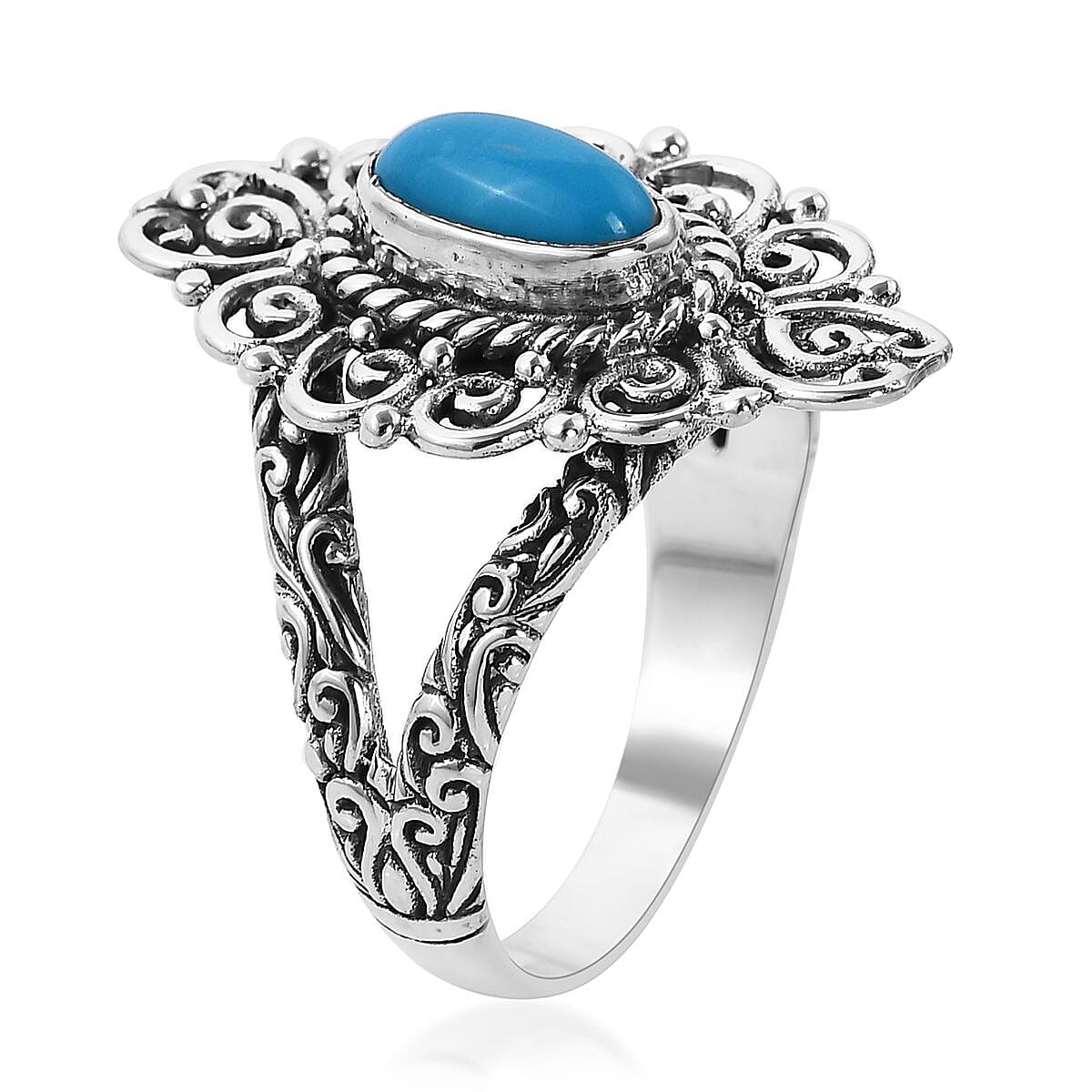 Bali Legacy Sleeping Beauty Turquoise Ring in Sterling Silver 1.00 ctw image number 3