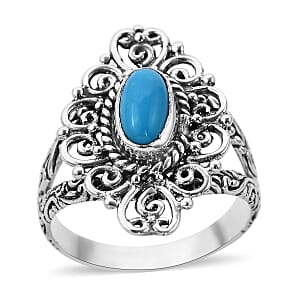 Bali Legacy Sleeping Beauty Turquoise Ring in Sterling Silver (Size 6.0) 1.00 ctw