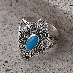 Bali Legacy Sleeping Beauty Turquoise Ring in Sterling Silver (Size 6.0) 1.00 ctw
