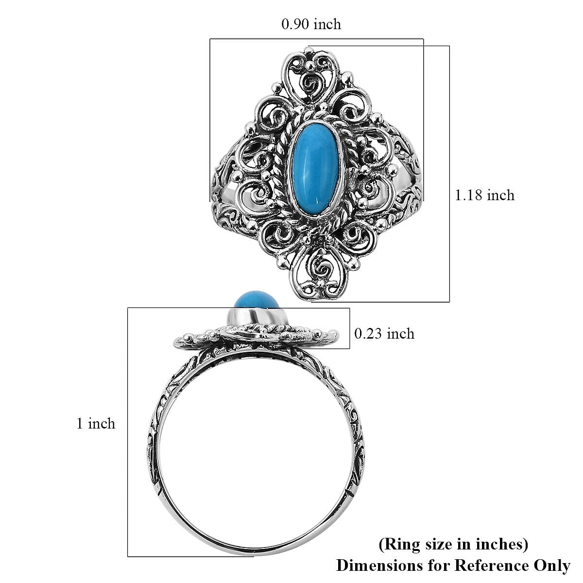 Bali Legacy Sleeping Beauty Turquoise Ring in Sterling Silver (Size 6.0) 1.00 ctw image number 5