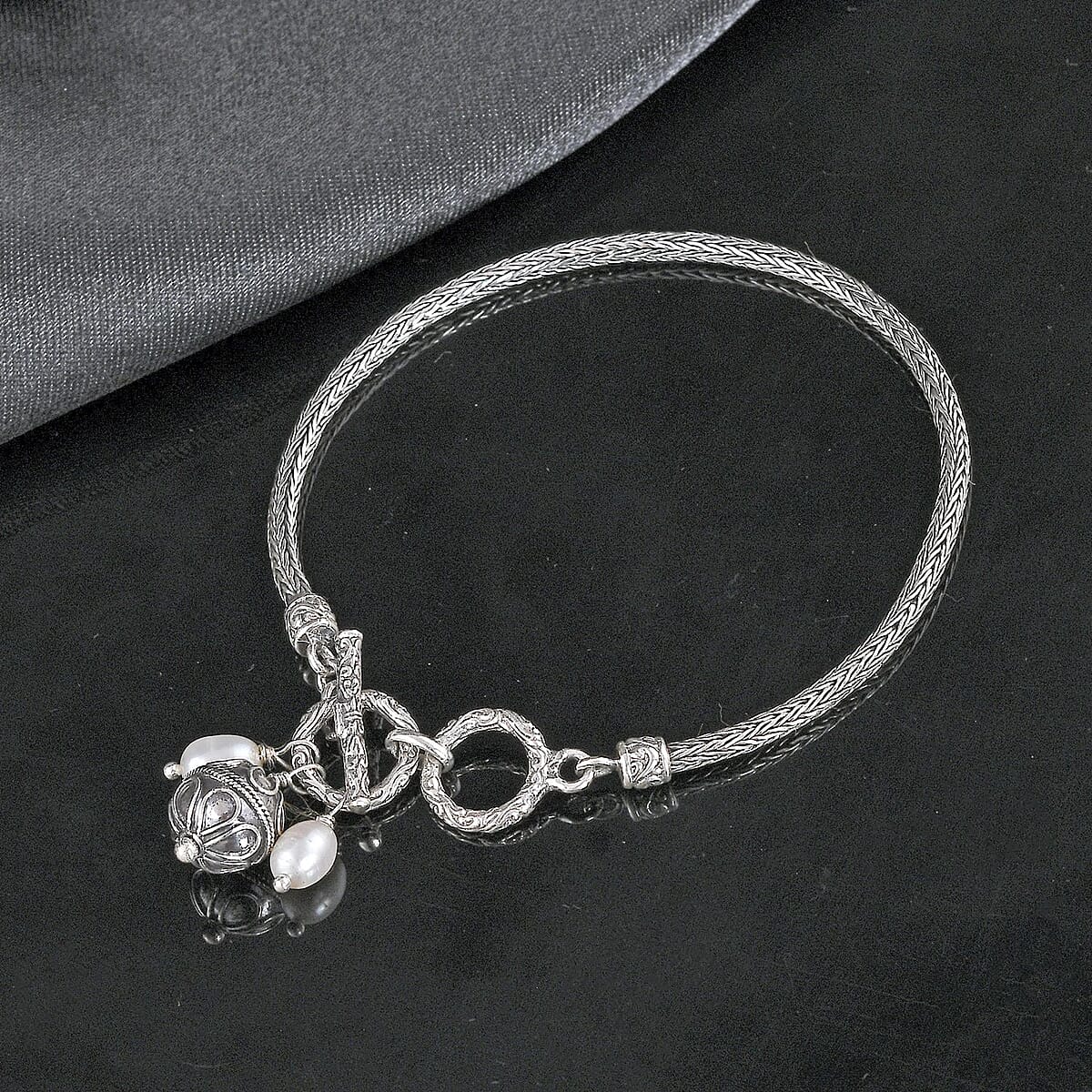 Bali Legacy Freshwater Cultured Pearl Charms Bracelet in Sterling Silver (7.25 In) image number 1