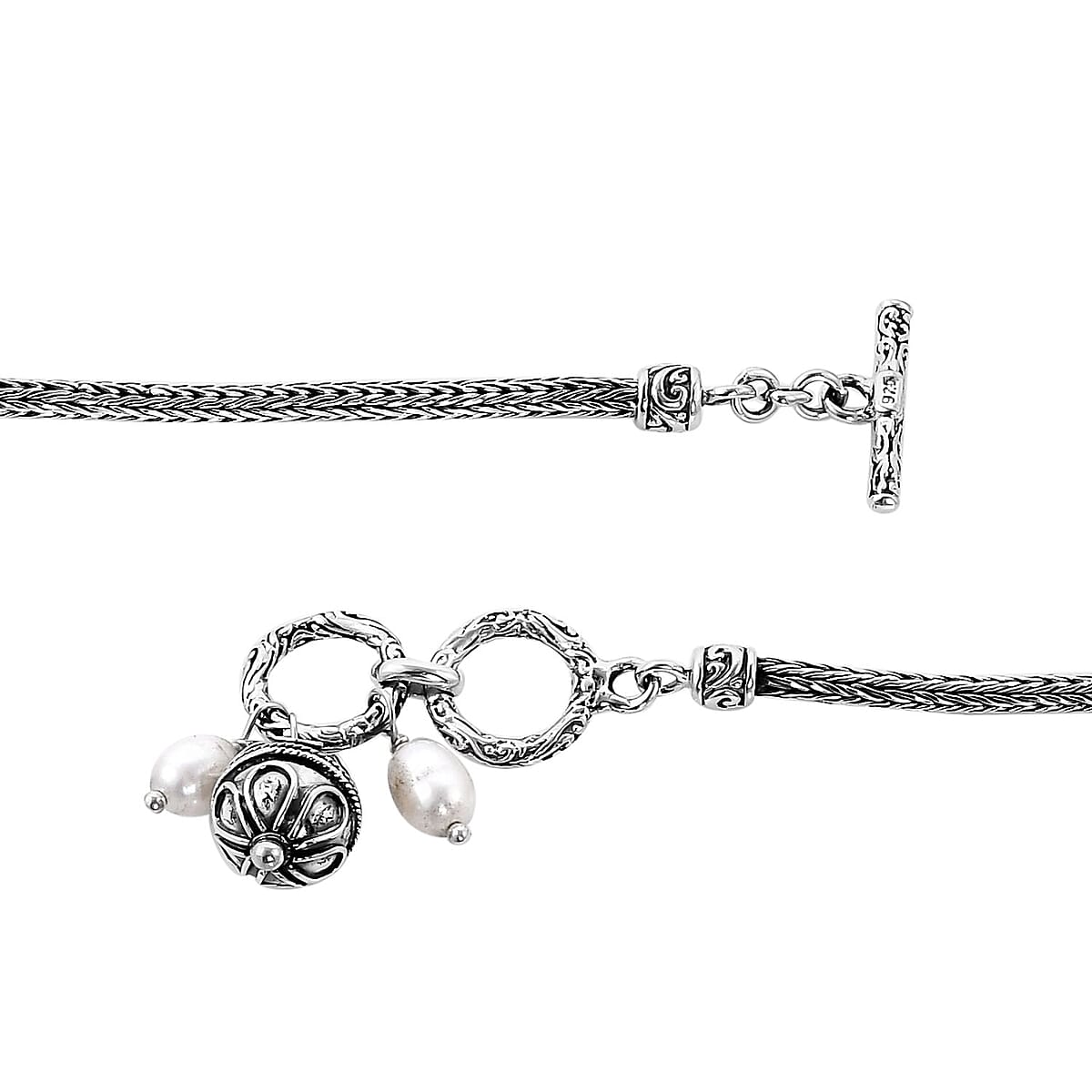 Bali Legacy Freshwater Cultured Pearl Charms Bracelet in Sterling Silver (7.25 In) image number 3