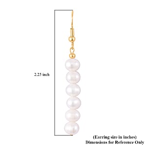 White Freshwater Pearl Dangle Earrings in Goldtone