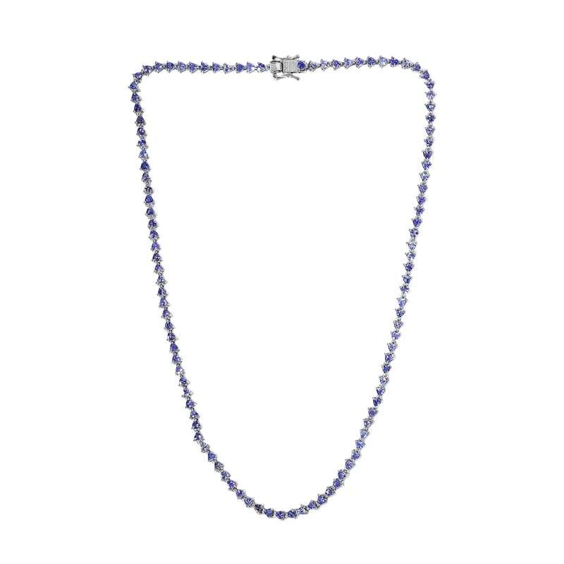 Tanzanite 11.00 ctw Tennis Necklace,  Platinum Over Sterling Silver Necklace, 18 Inch Necklace, Tanzanite Necklace For Her