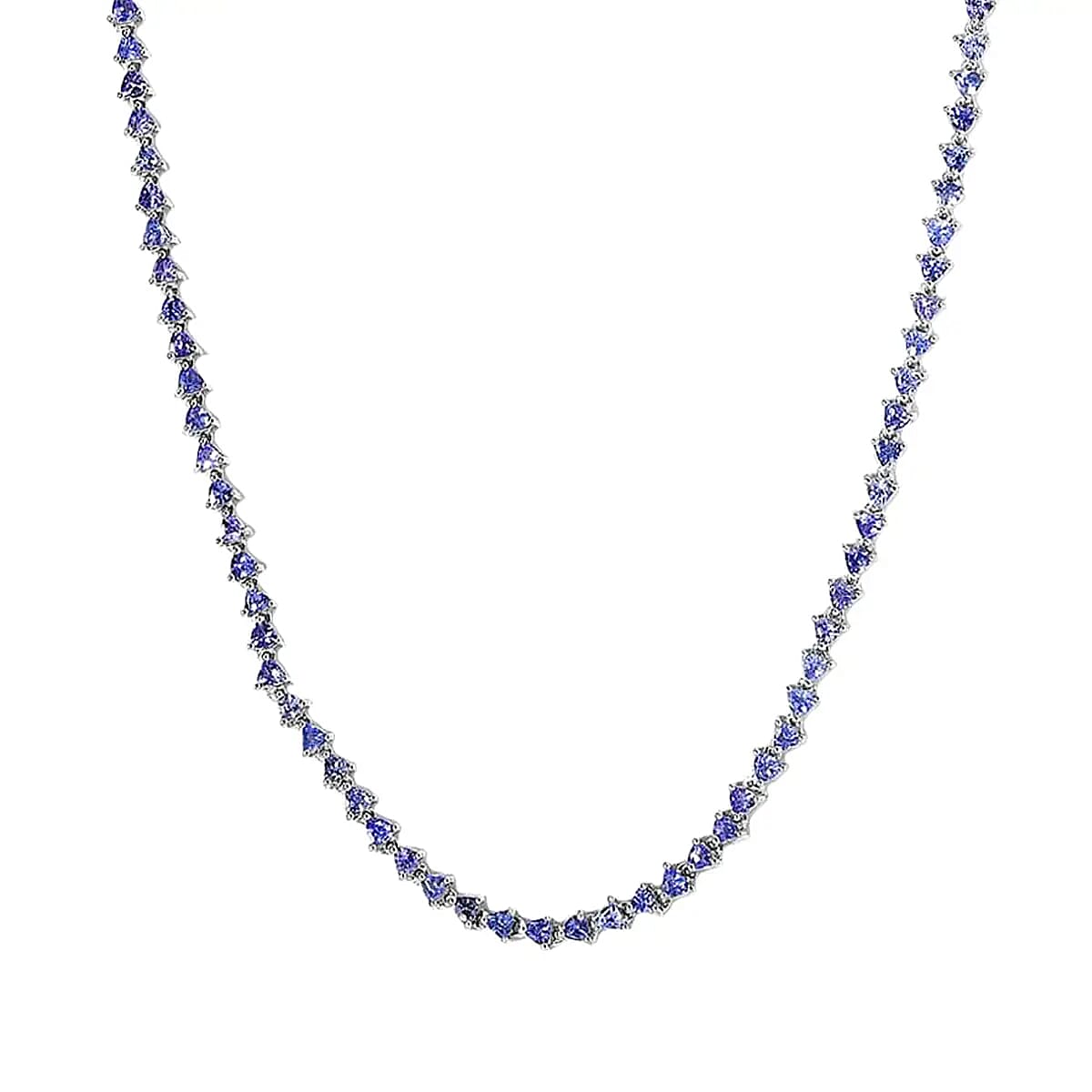 Tanzanite 11.00 ctw Tennis Necklace,  Platinum Over Sterling Silver Necklace, 18 Inch Necklace, Tanzanite Necklace For Her