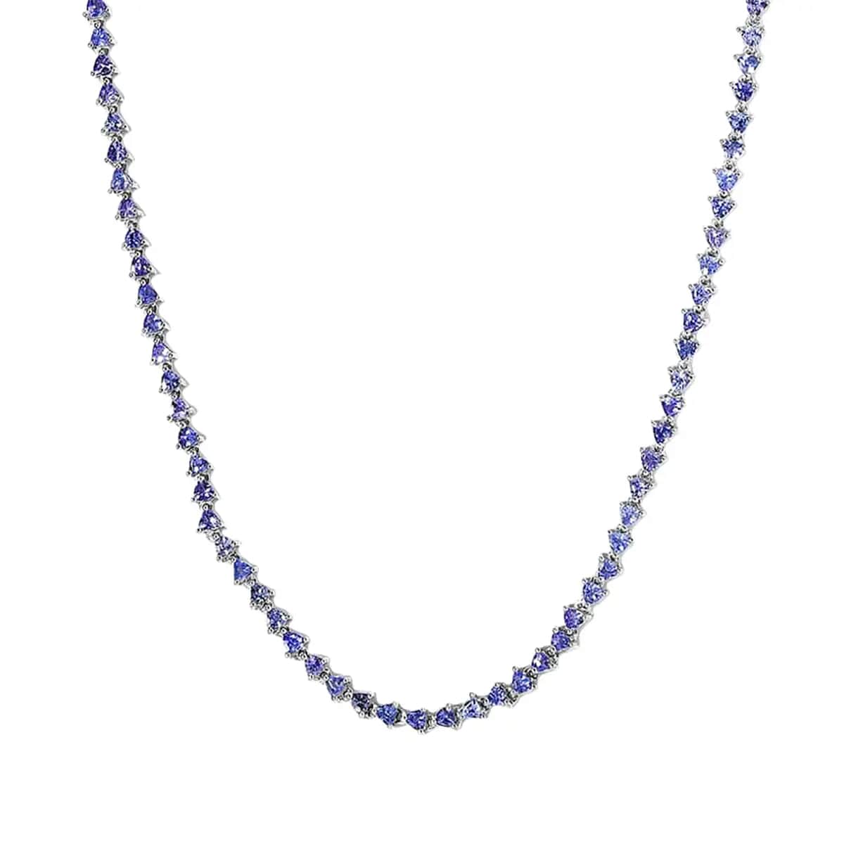 Tanzanite Tennis Necklace,  Platinum Over Sterling Silver Necklace, 18 Inch Necklace, Tanzanite Necklace For Her 11.00 ctw image number 4