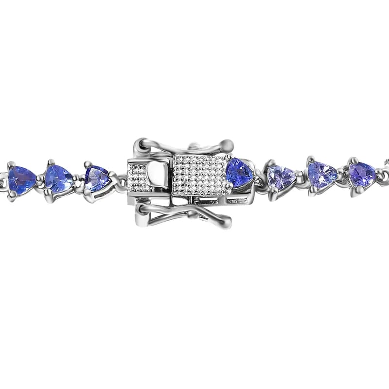 Tanzanite 11.00 ctw Tennis Necklace,  Platinum Over Sterling Silver Necklace, 18 Inch Necklace, Tanzanite Necklace For Her