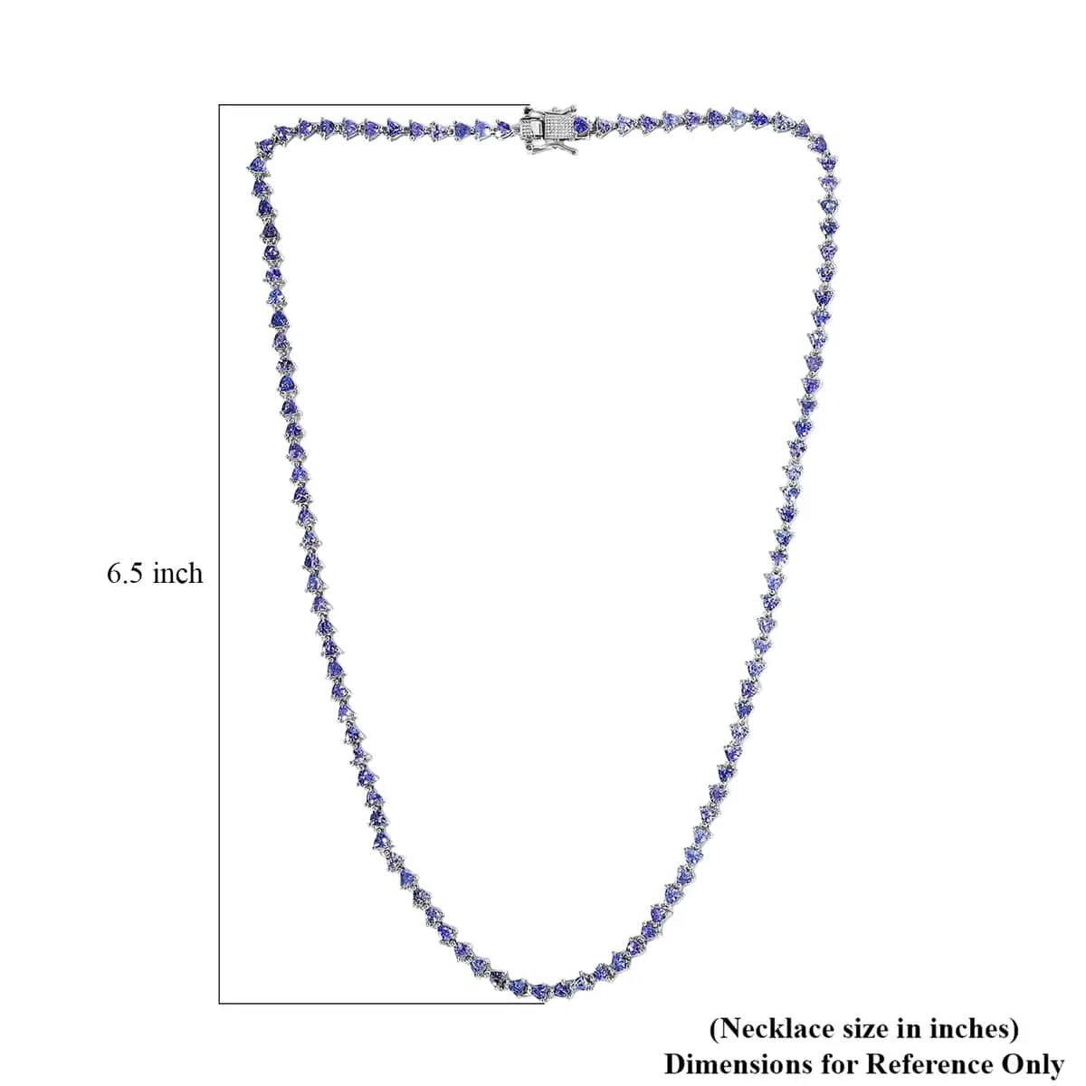 Tanzanite Tennis Necklace,  Platinum Over Sterling Silver Necklace, 18 Inch Necklace, Tanzanite Necklace For Her 11.00 ctw image number 6