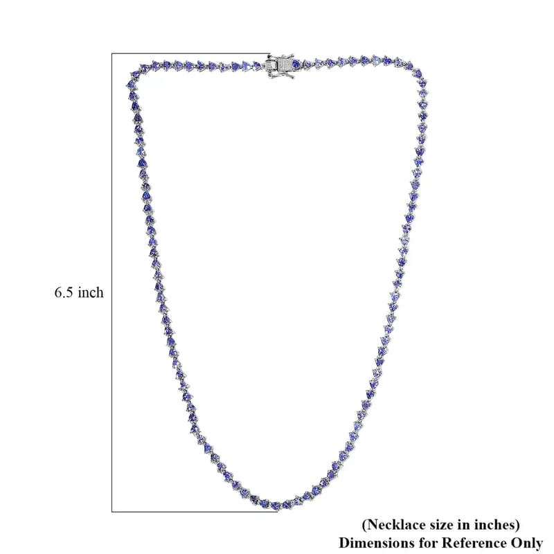 Tanzanite 11.00 ctw Tennis Necklace,  Platinum Over Sterling Silver Necklace, 18 Inch Necklace, Tanzanite Necklace For Her