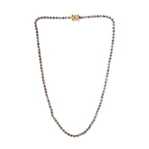 Tanzanite 11.00 ctw Tennis Necklace,  Vermeil Yellow Gold Over Sterling Silver Necklace, 18 Inch Necklace, Tanzanite Necklace For Her