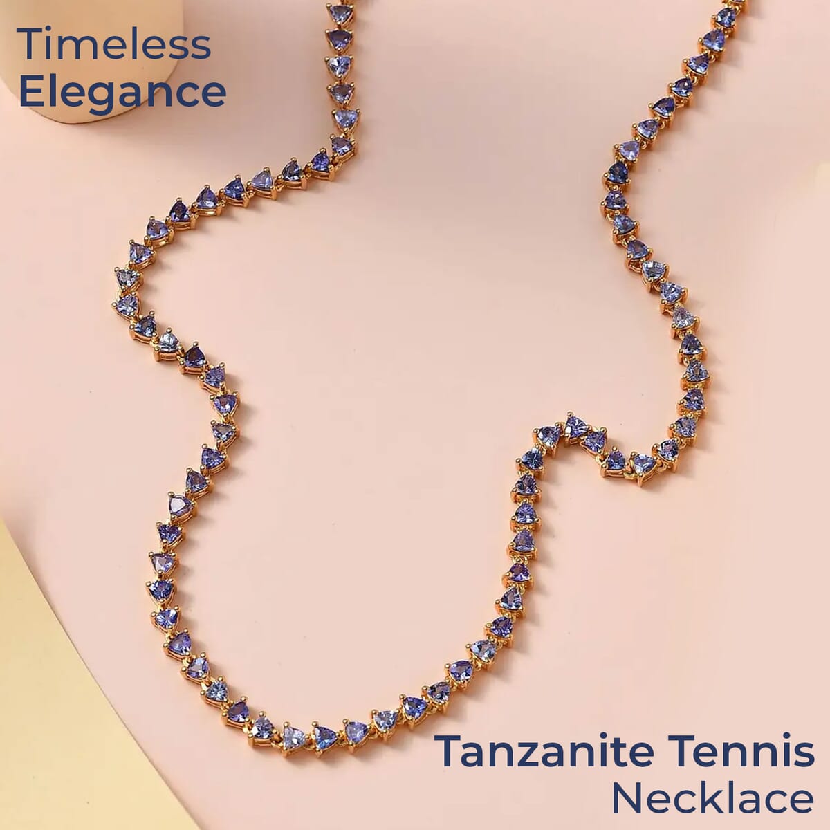 Tanzanite 11.00 ctw Tennis Necklace,  Vermeil Yellow Gold Over Sterling Silver Necklace, 18 Inch Necklace, Tanzanite Necklace For Her image number 1