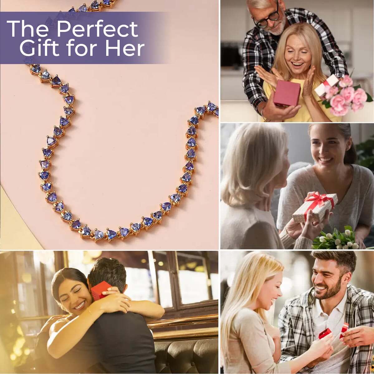 Tanzanite 11.00 ctw Tennis Necklace,  Vermeil Yellow Gold Over Sterling Silver Necklace, 18 Inch Necklace, Tanzanite Necklace For Her image number 3
