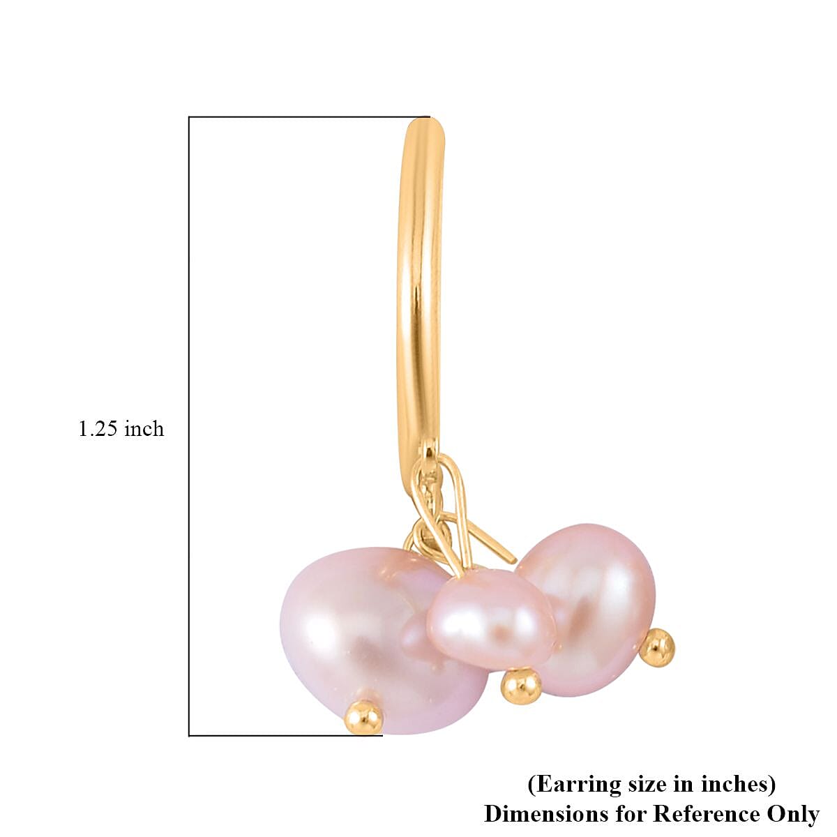 Purple Freshwater Pearl Hoop Earrings in Goldtone image number 2