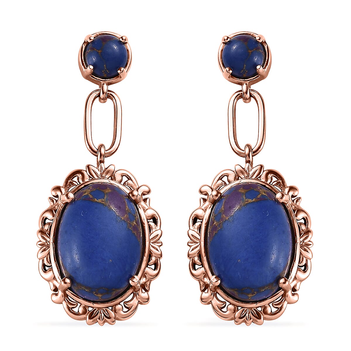 Karis Mojave Purple Turquoise Earrings in 18K RG Plated 12.40 ctw