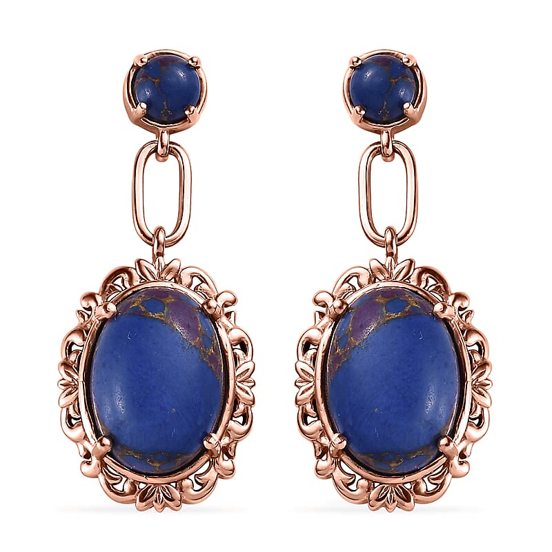 Karis Mojave Purple Turquoise Earrings in 18K RG Plated 12.40 ctw