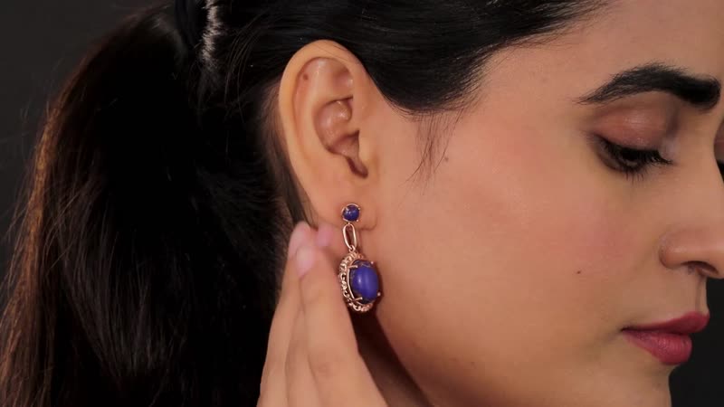 Karis Mojave Purple Turquoise Earrings in 18K RG Plated 12.40 ctw