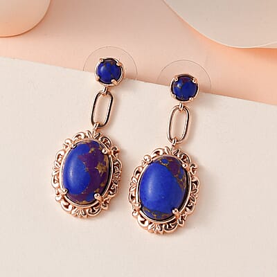 Karis Mojave Purple Turquoise Earrings in 18K RG Plated 12.40 ctw