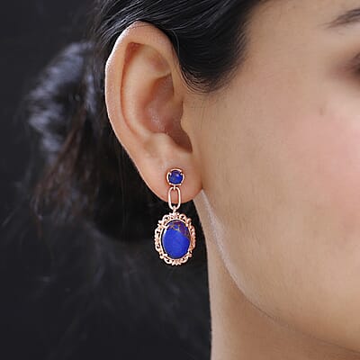 Karis Mojave Purple Turquoise Earrings in 18K RG Plated 12.40 ctw