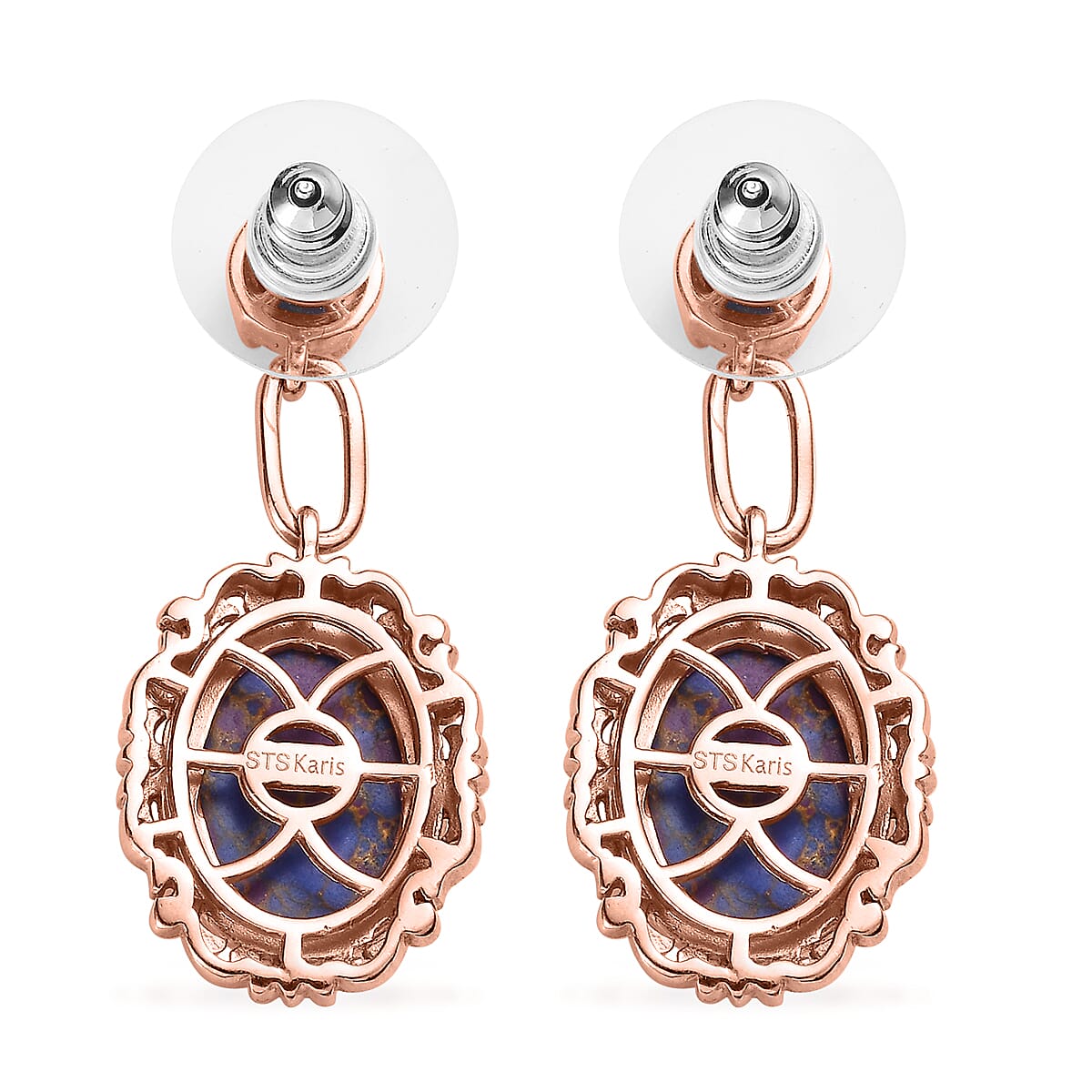 Karis Mojave Purple Turquoise Earrings in 18K RG Plated 12.40 ctw