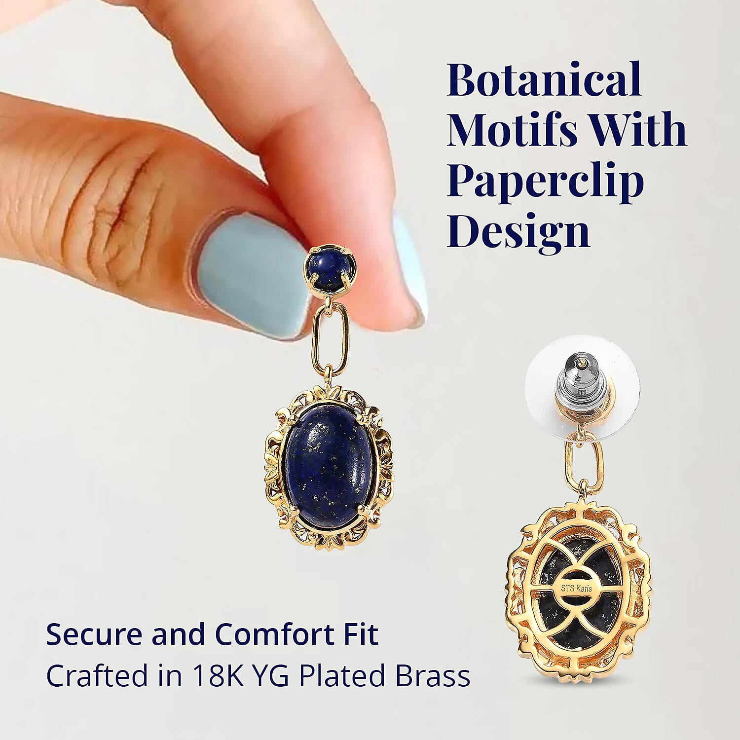 Karis Lapis Lazuli Earrings in 18K YG Plated 13.85 ctw