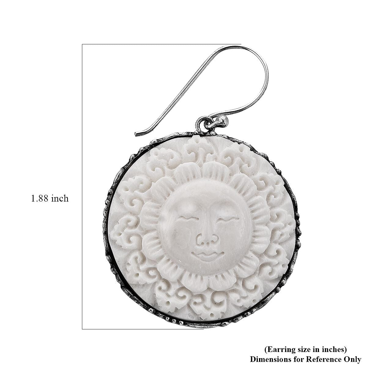 Bali Legacy Carved Bone Happy Floral Sun Earrings in Sterling Silver image number 3