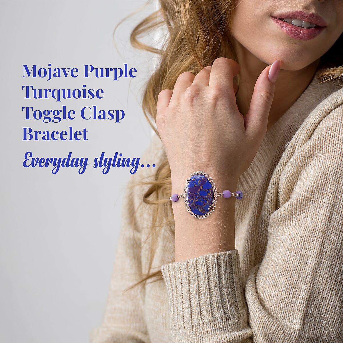 Karis Mojave Purple Turquoise Toggle Clasp Bracelet in 18K RG Plated (6.50 In) 55.00 ctw image number 2