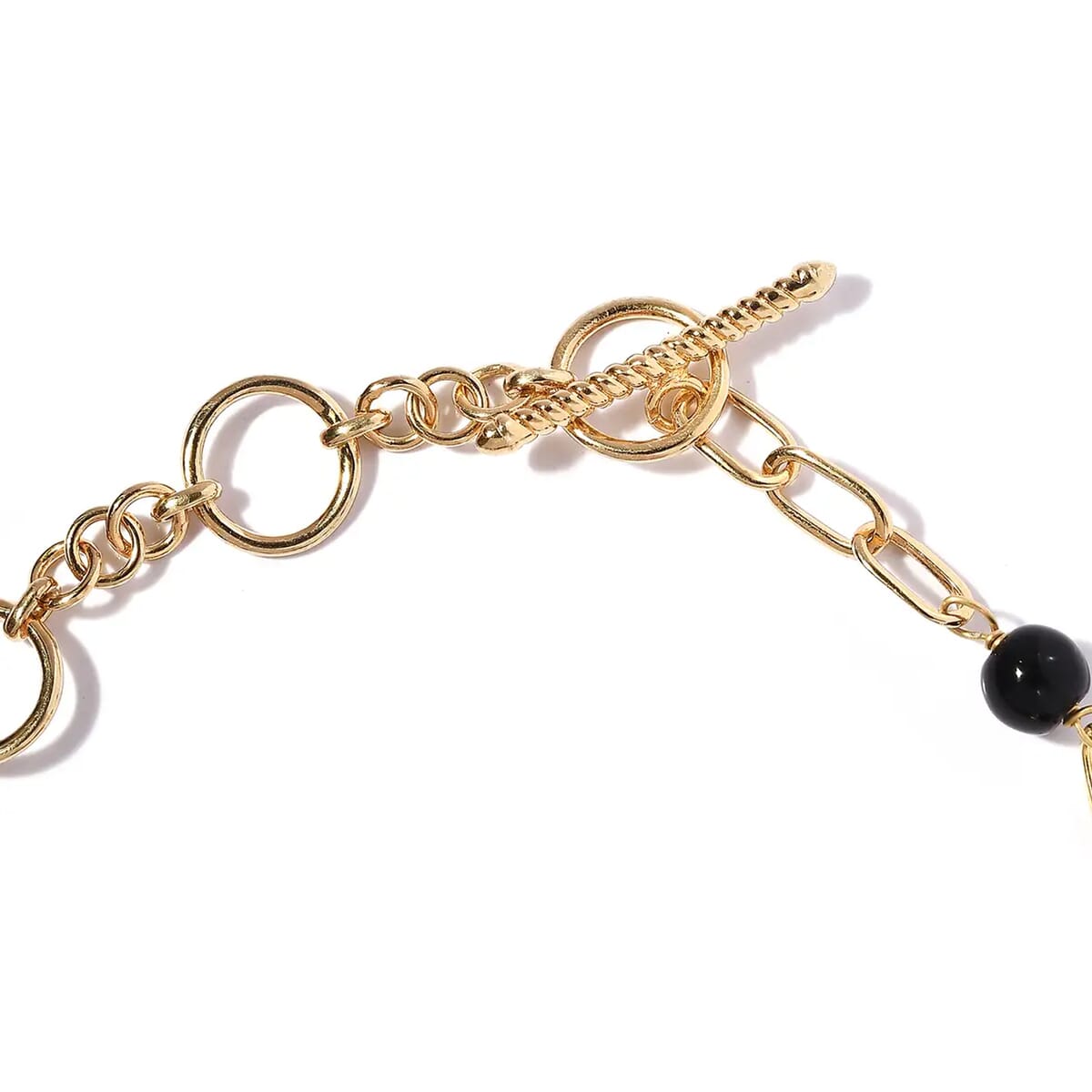 Karis Black Obsidian Toggle Clasp Bracelet in 18K YG Plated (6.50 In) 56.75 ctw image number 5