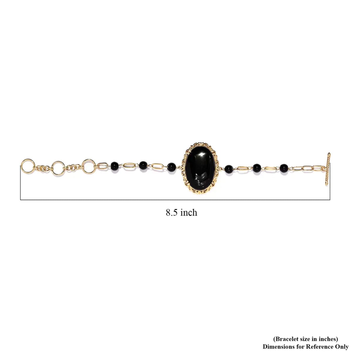 Karis Black Obsidian Toggle Clasp Bracelet in 18K YG Plated (6.50 In) 56.75 ctw image number 6