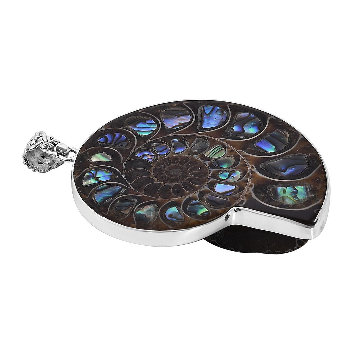 Bali Legacy Ammonite and Abalone Shell Pendant in Sterling Silver image number 3
