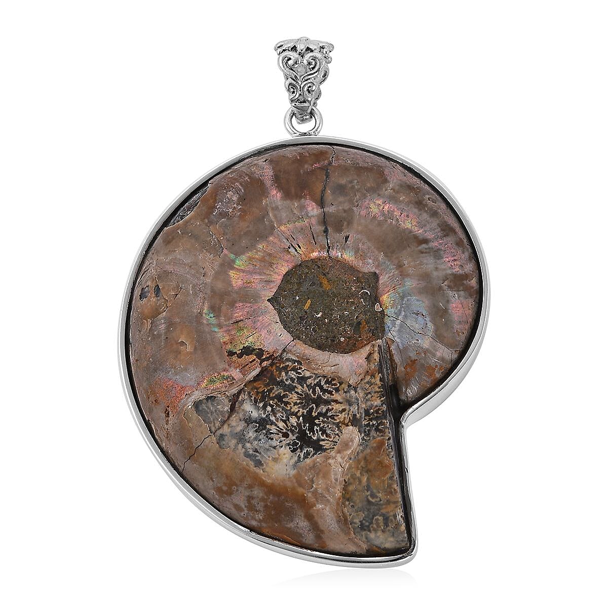 Bali Legacy Ammonite and Abalone Shell Pendant in Sterling Silver image number 4